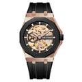 Fully Automatic Luminous Decorative Hollow Silicone-Strap Mechanical Alloy Watch