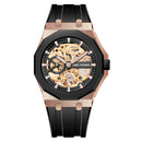 Fully Automatic Luminous Decorative Hollow Silicone-Strap Mechanical Alloy Watch