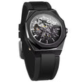 Casual Silver Hollow Skeleton Rubber-band Automatic Mechanical Watch