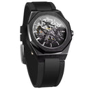 Casual Silver Hollow Skeleton Rubber-band Automatic Mechanical Watch